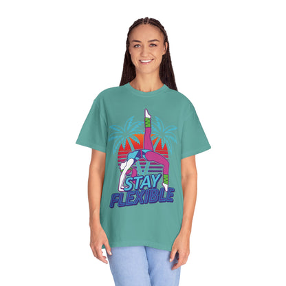 Stay Flexible Retro 80s Backbend Graphic Tee | Vintage Workout Shirt Women