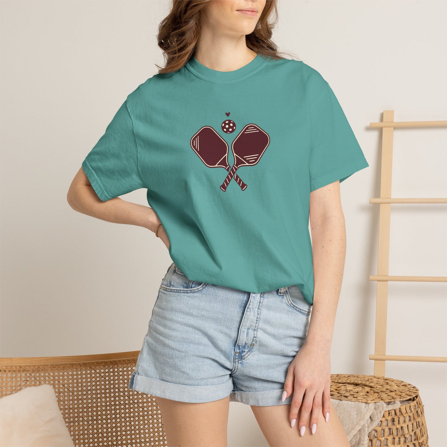 Pickleball Heart Icon Tee Pickler Love Minimalist Graphic Unisex Shirt