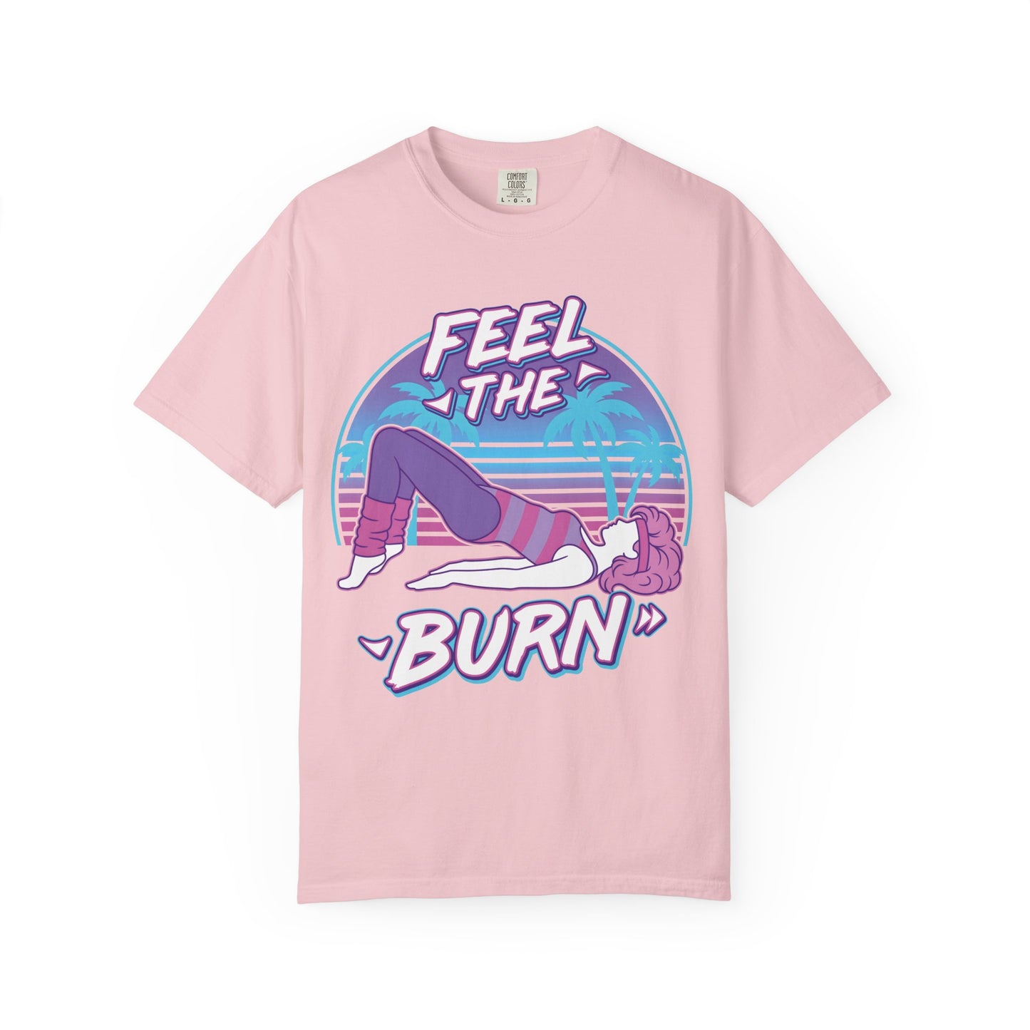 Feel the Burn Retro 80s Glute Thrust Pose Graphic Tee | Vintage Workout Shirt