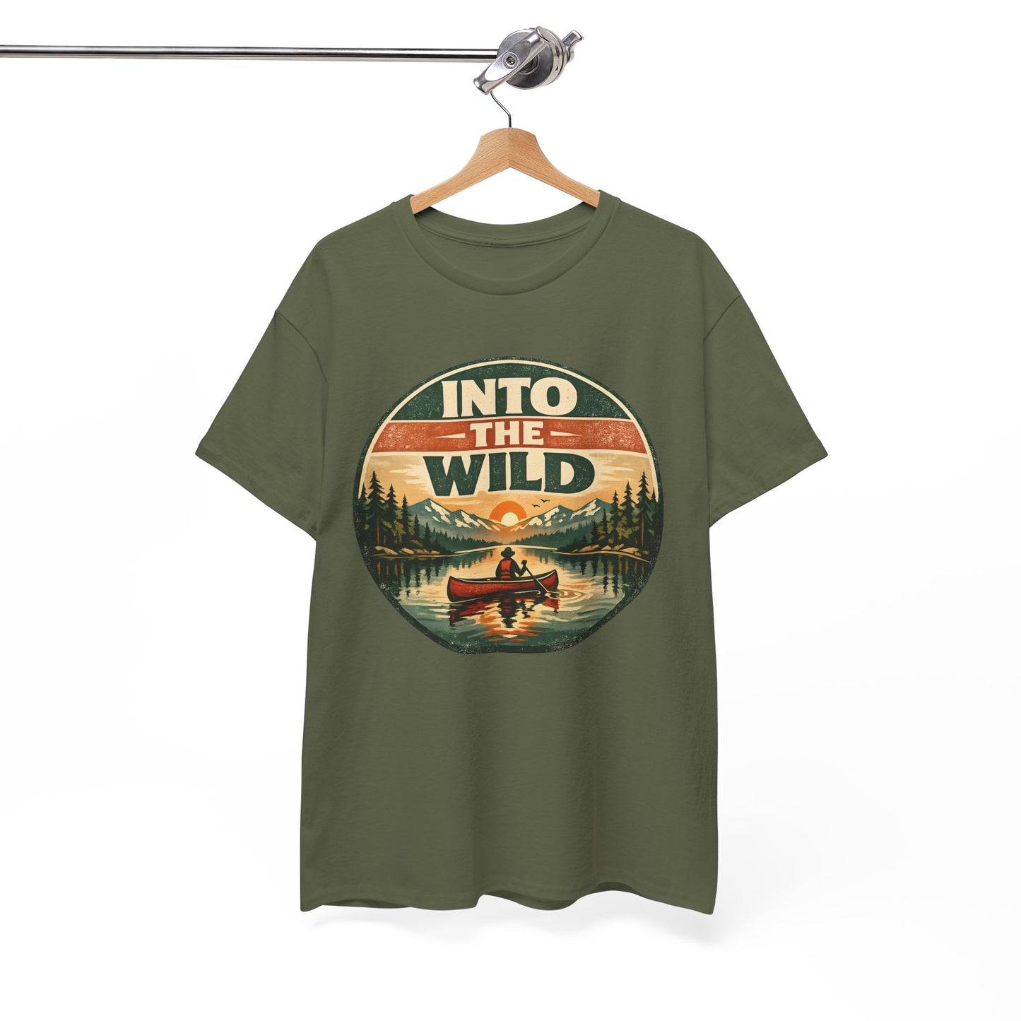 Into the Wild Canoe Badge Tee | Vintage Outdoor Graphic Shirt | Camping Adventure Gift