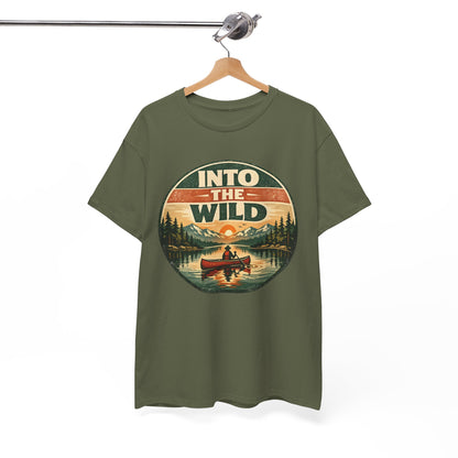 Into the Wild Canoe Badge Tee | Vintage Outdoor Graphic Shirt | Camping Adventure Gift