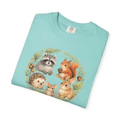 Woodland Animals Circle Watercolor Tee | Forest Creature Gift Shirt | Nature Lover