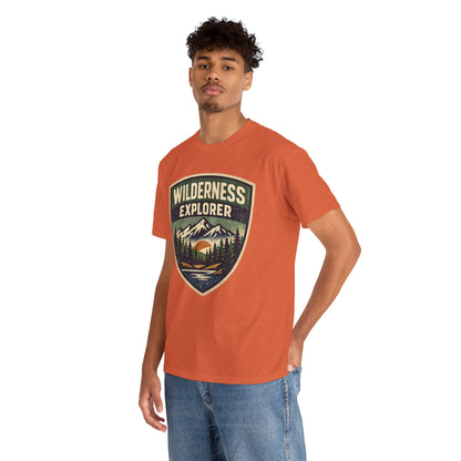 Wilderness Explorer Shield badge Tee | Retro Outdoor Adventure design | Hiking