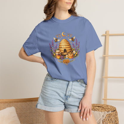 Beehive Honey and Lavender Tee | Vintage Nature Art Shirt | Botanical Garden Gift