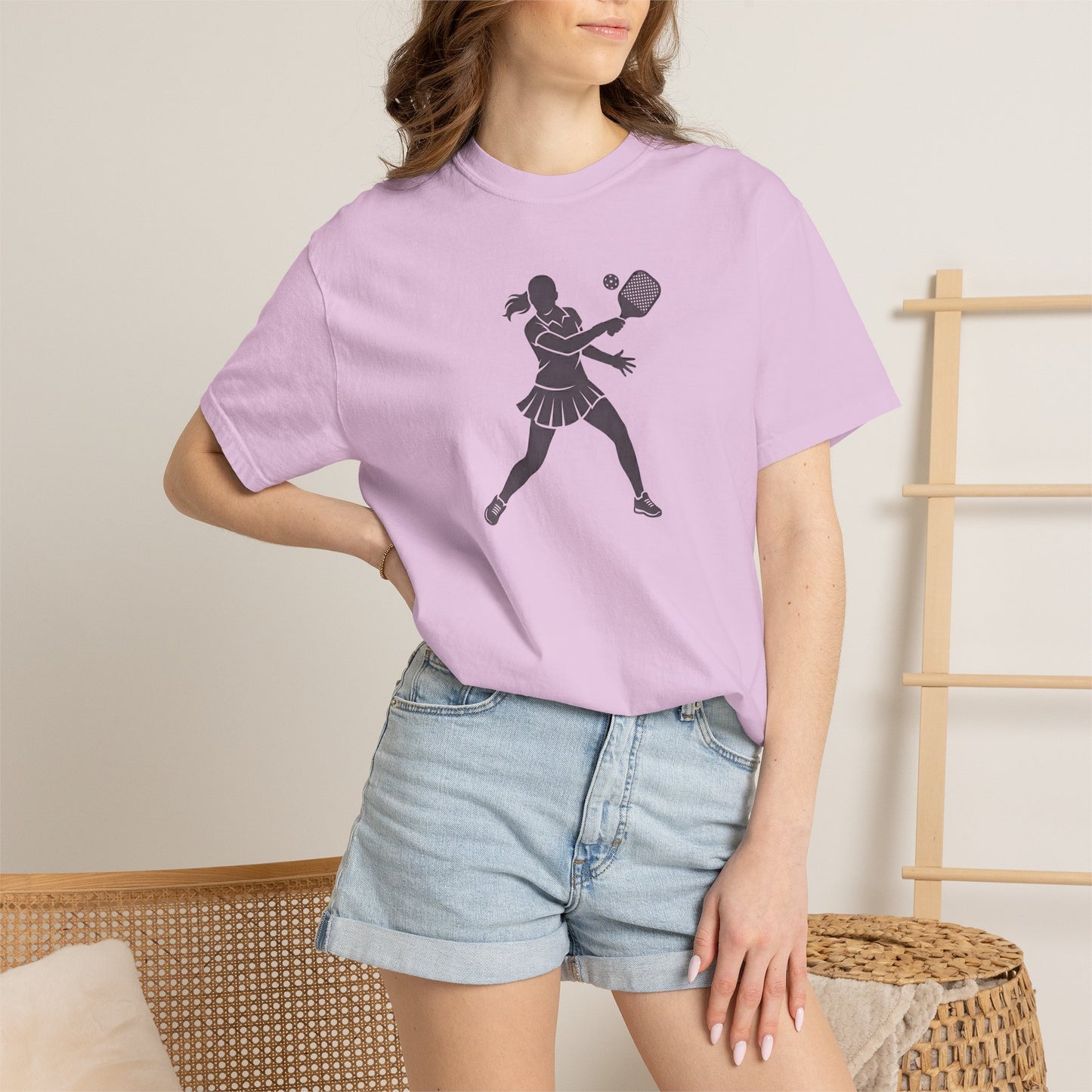 Pickleball Female Silhouette Icon Tee Minimalist Pickler Graphic Women T-Shirt