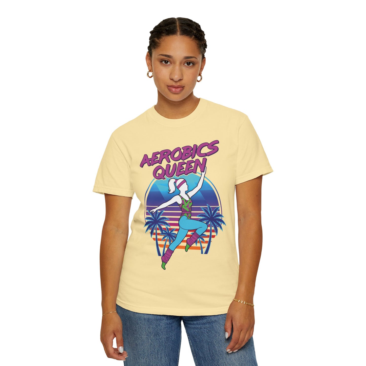 Aerobics Queen Retro 80s Dance Graphic Tee | Vintage Workout Shirt Women