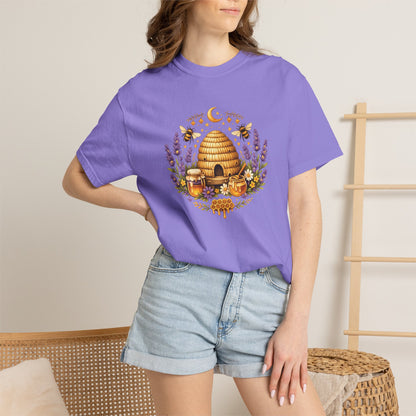 Beehive Honey and Lavender Tee | Vintage Nature Art Shirt | Botanical Garden Gift