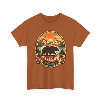 Grizzly Bear Forever Wild Badge Tee | Vintage National Park Shirt | Nature Lover Gift
