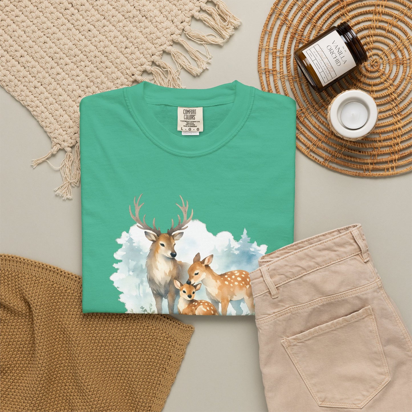 Watercolor Deer Family Tee | Forest Wildlife Art Shirt | Nature Lover Gift | Unisex
