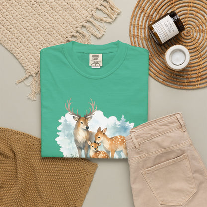 Watercolor Deer Family Tee | Forest Wildlife Art Shirt | Nature Lover Gift | Unisex