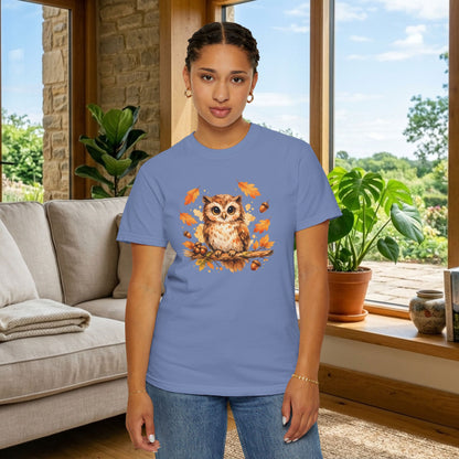 Watercolor Owl Graphic Tee | Autumn Wildlife Art Shirt | Owl Lover Gift