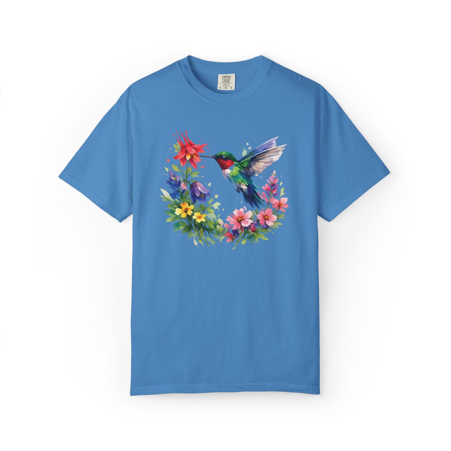 Hummingbird Wildflower Watercolor Tee | Jewel Tone Nature Shirt | Bird Watcher Gift
