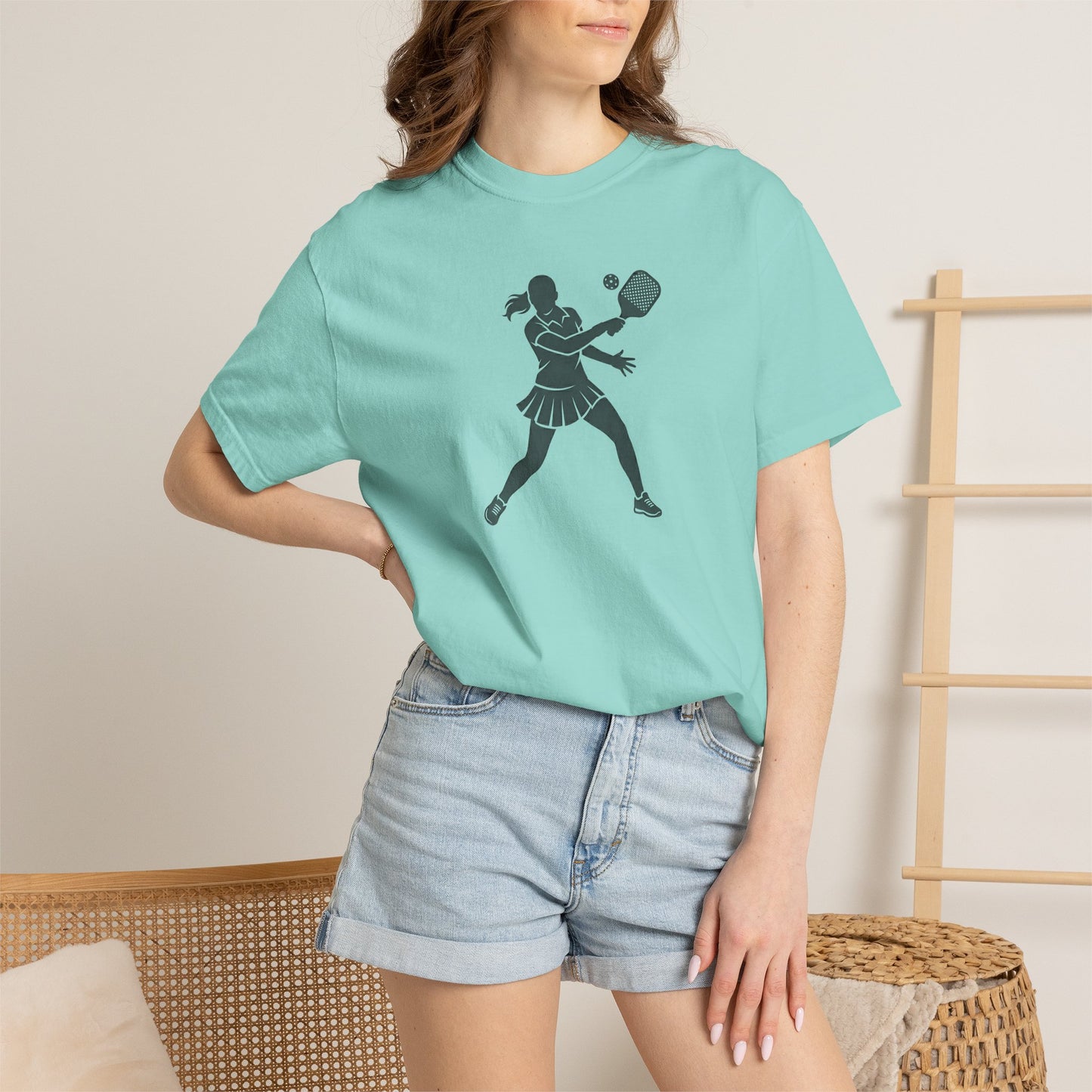 Pickleball Female Silhouette Icon Tee Minimalist Pickler Graphic Women T-Shirt