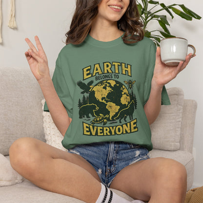 Earth Belongs to Everyone Earth Day Tee | Conservation Art Shirt | Wildlife Gift