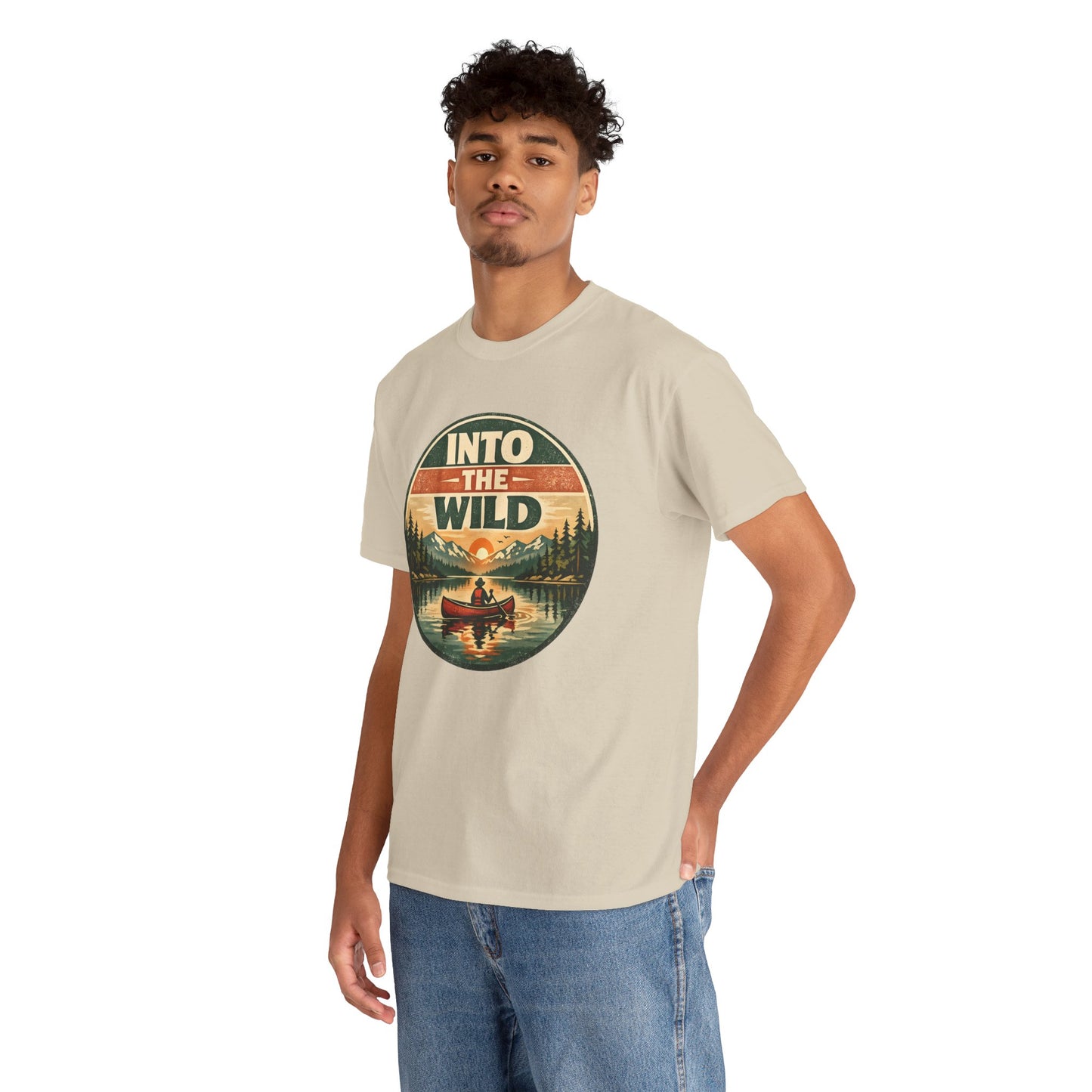 Into the Wild Canoe Badge Tee | Vintage Outdoor Graphic Shirt | Camping Adventure Gift