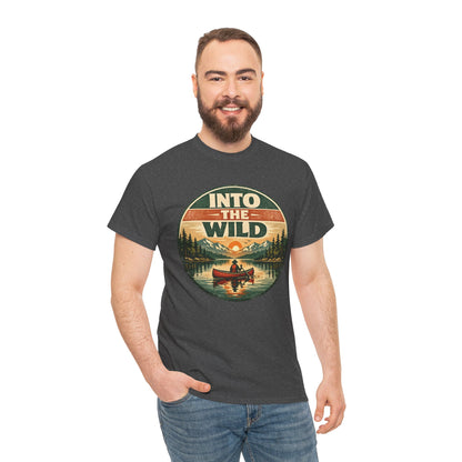Into the Wild Canoe Badge Tee | Vintage Outdoor Graphic Shirt | Camping Adventure Gift