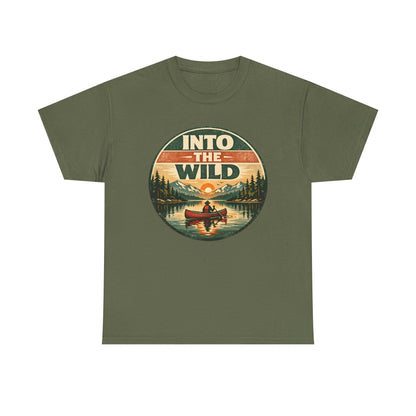 Into the Wild Canoe Badge Tee | Vintage Outdoor Graphic Shirt | Camping Adventure Gift