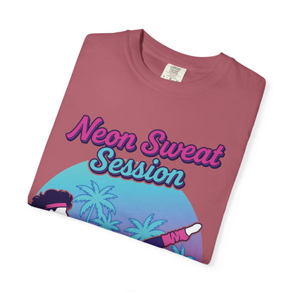 Neon Sweat Session Retro 80s Aerobics Graphic Tee | Vintage Workout Shirt