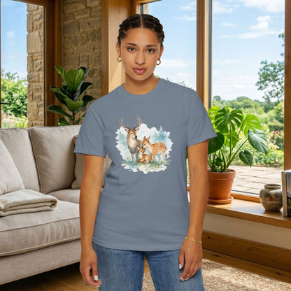 Watercolor Deer Family Tee | Forest Wildlife Art Shirt | Nature Lover Gift | Unisex