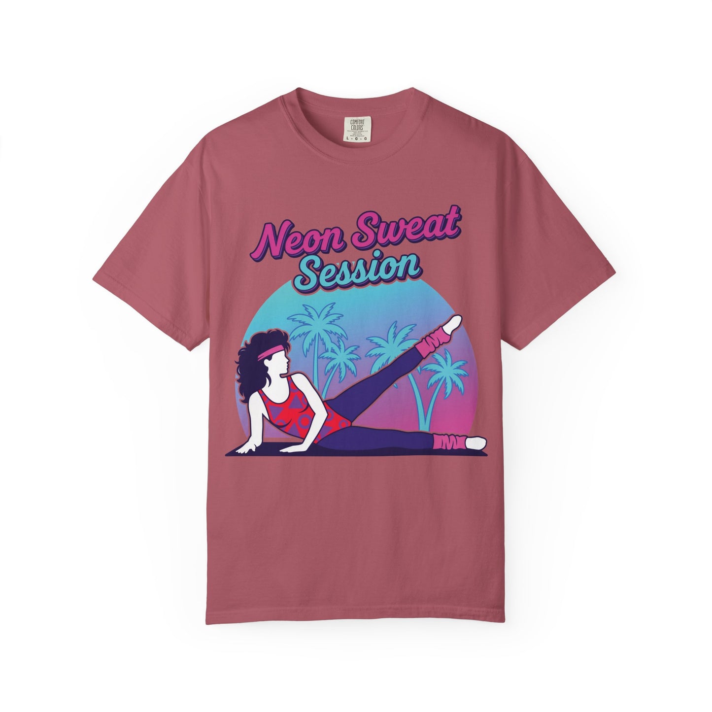 Neon Sweat Session Retro 80s Aerobics Graphic Tee | Vintage Workout Shirt