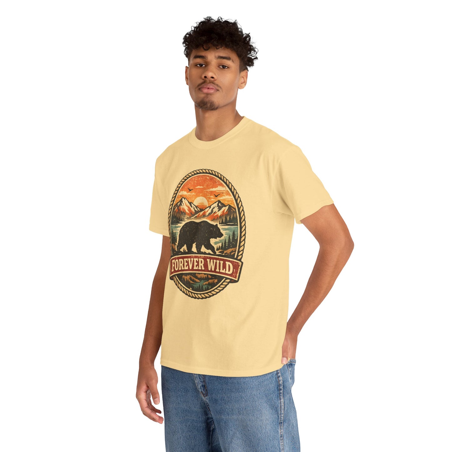 Grizzly Bear Forever Wild Badge Tee | Vintage National Park Shirt | Nature Lover Gift