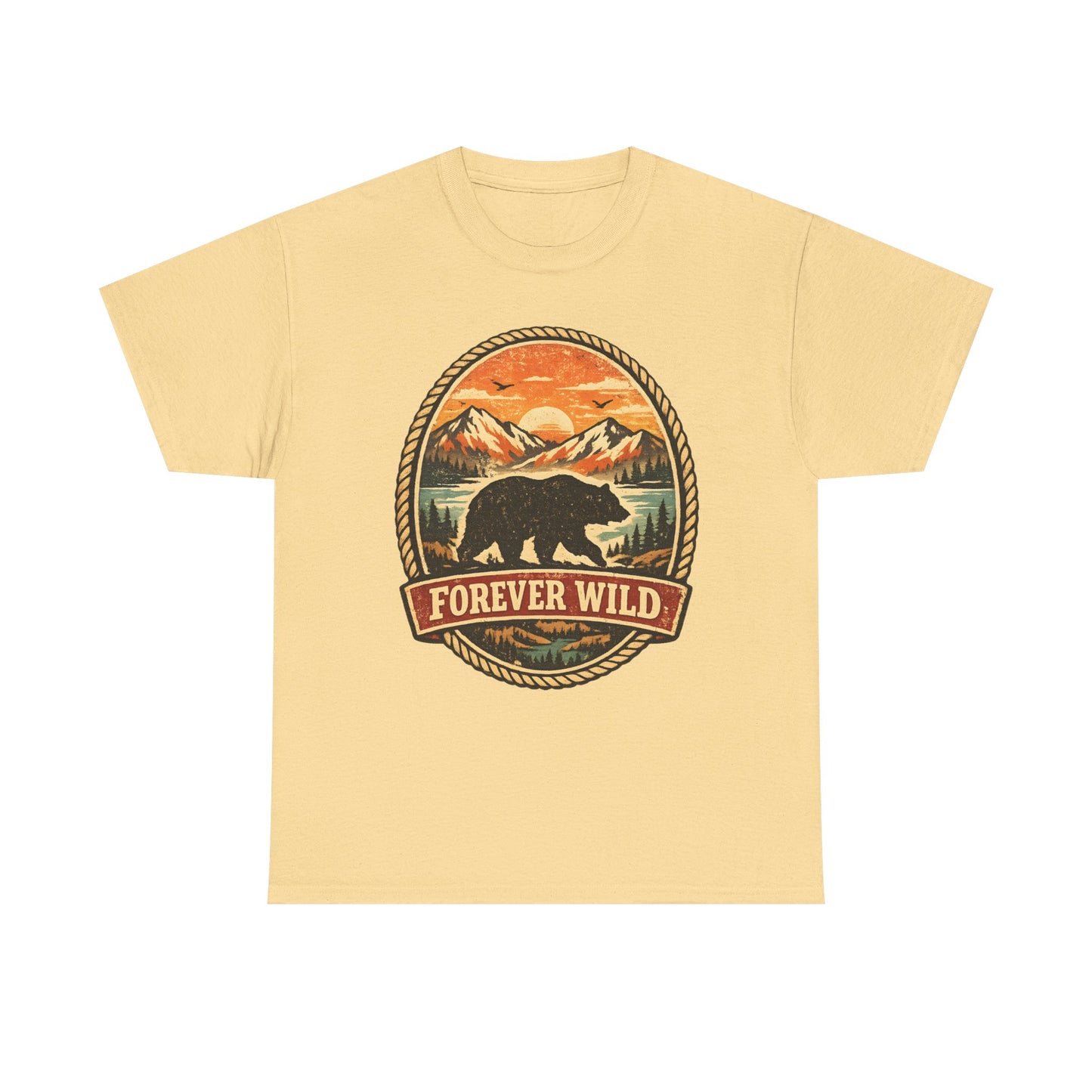 Grizzly Bear Forever Wild Badge Tee | Vintage National Park Shirt | Nature Lover Gift
