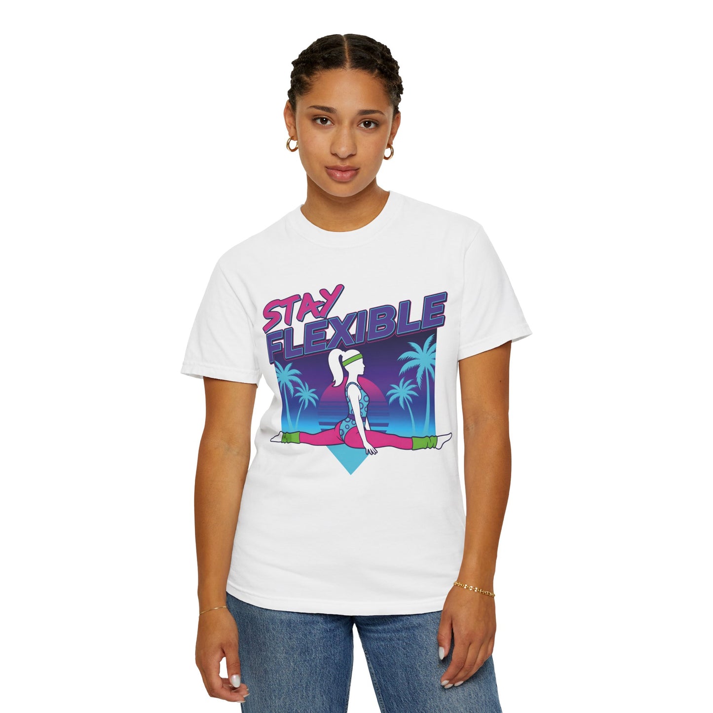 Stay Flexible Retro 80s Splits Aerobics Tee | Vintage Gym Shirt Women