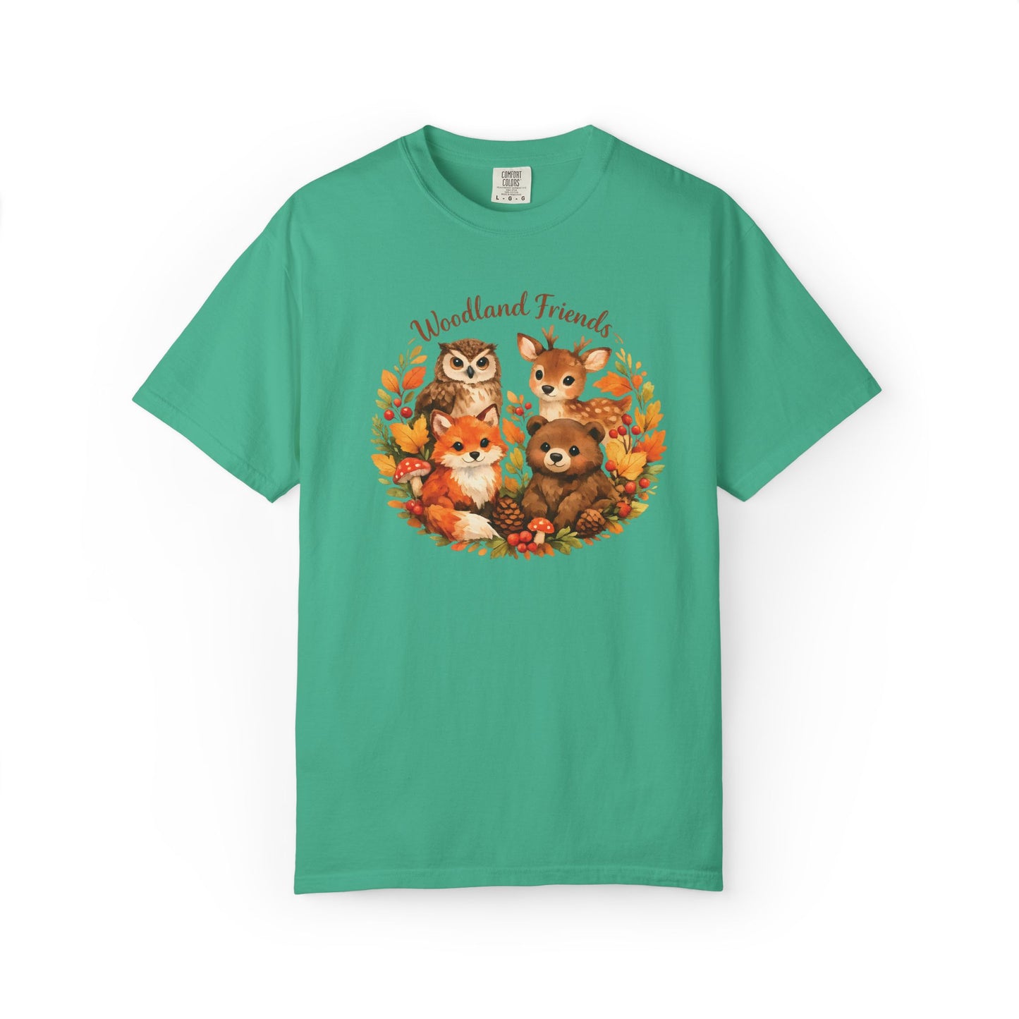 Woodland Friends Badge Watercolor Tee | Fox Bear Deer Owl Shirt | Nature Lover Gift