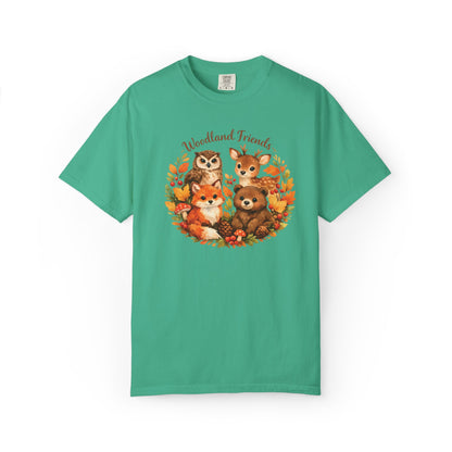Woodland Friends Badge Watercolor Tee | Fox Bear Deer Owl Shirt | Nature Lover Gift