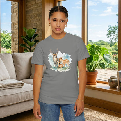 Watercolor Deer Family Tee | Forest Wildlife Art Shirt | Nature Lover Gift | Unisex
