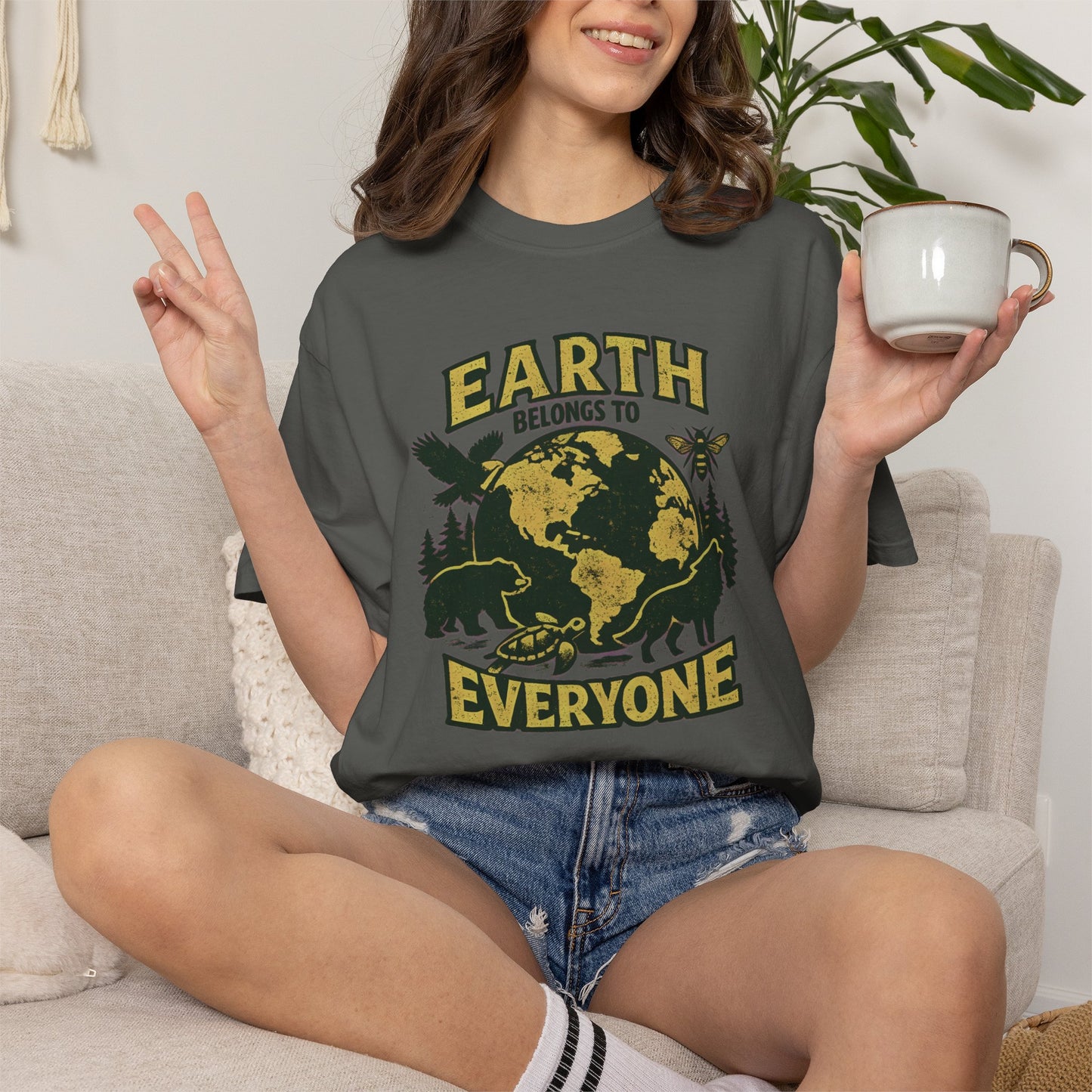 Earth Belongs to Everyone Earth Day Tee | Conservation Art Shirt | Wildlife Gift
