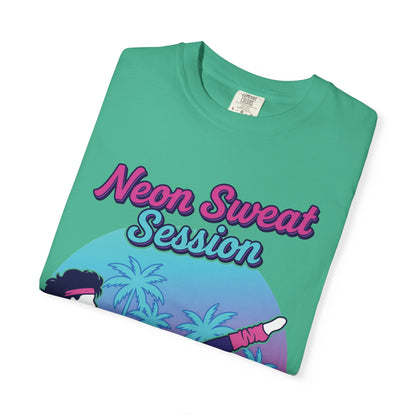 Neon Sweat Session Retro 80s Aerobics Graphic Tee | Vintage Workout Shirt