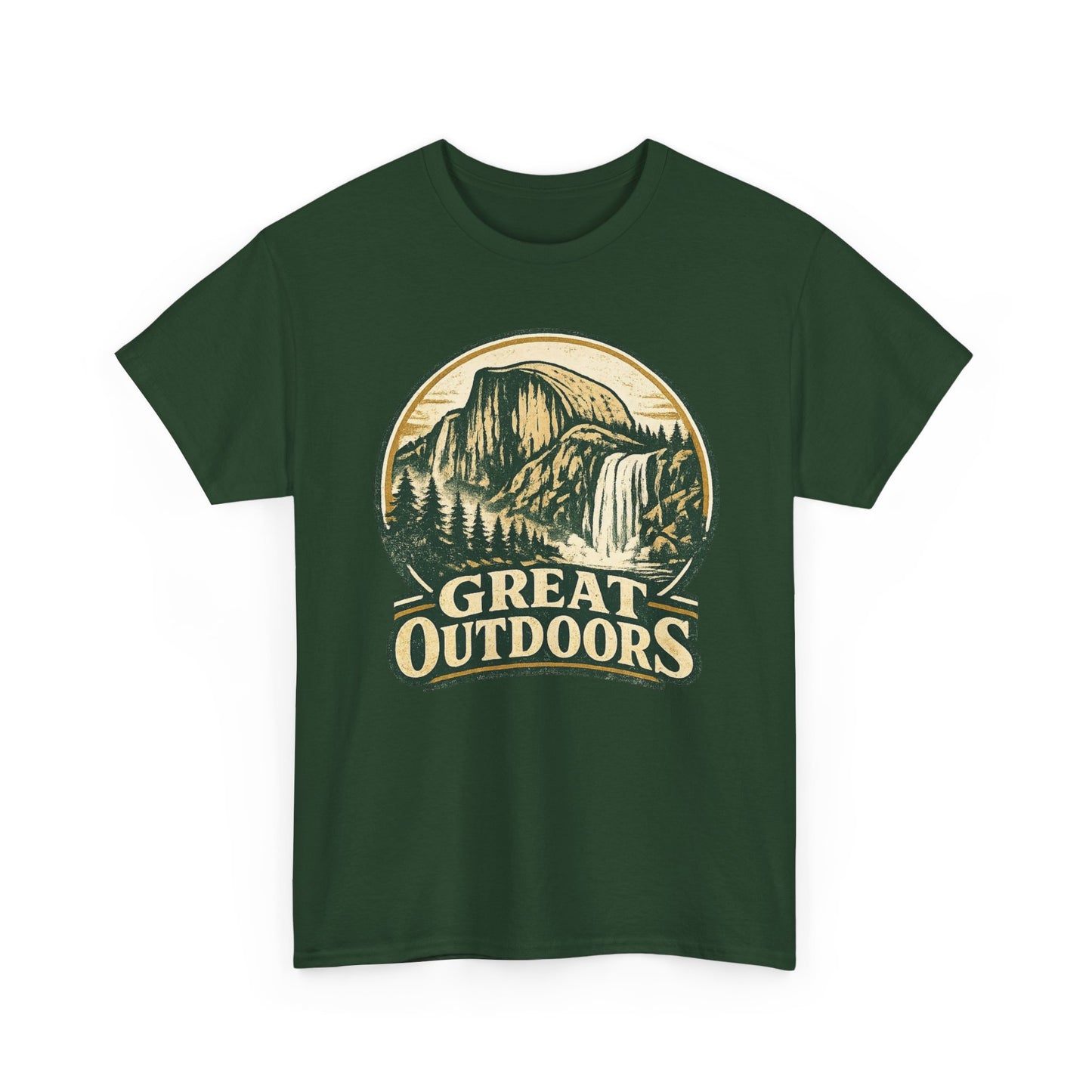 Great Outdoors Retro Badge Tee | Yosemite Half Dome Graphic Shirt | Camping Gift
