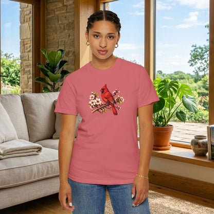 Cardinal Botanical Tee | Vintage Bird Art Shirt | Bird Watcher Gift
