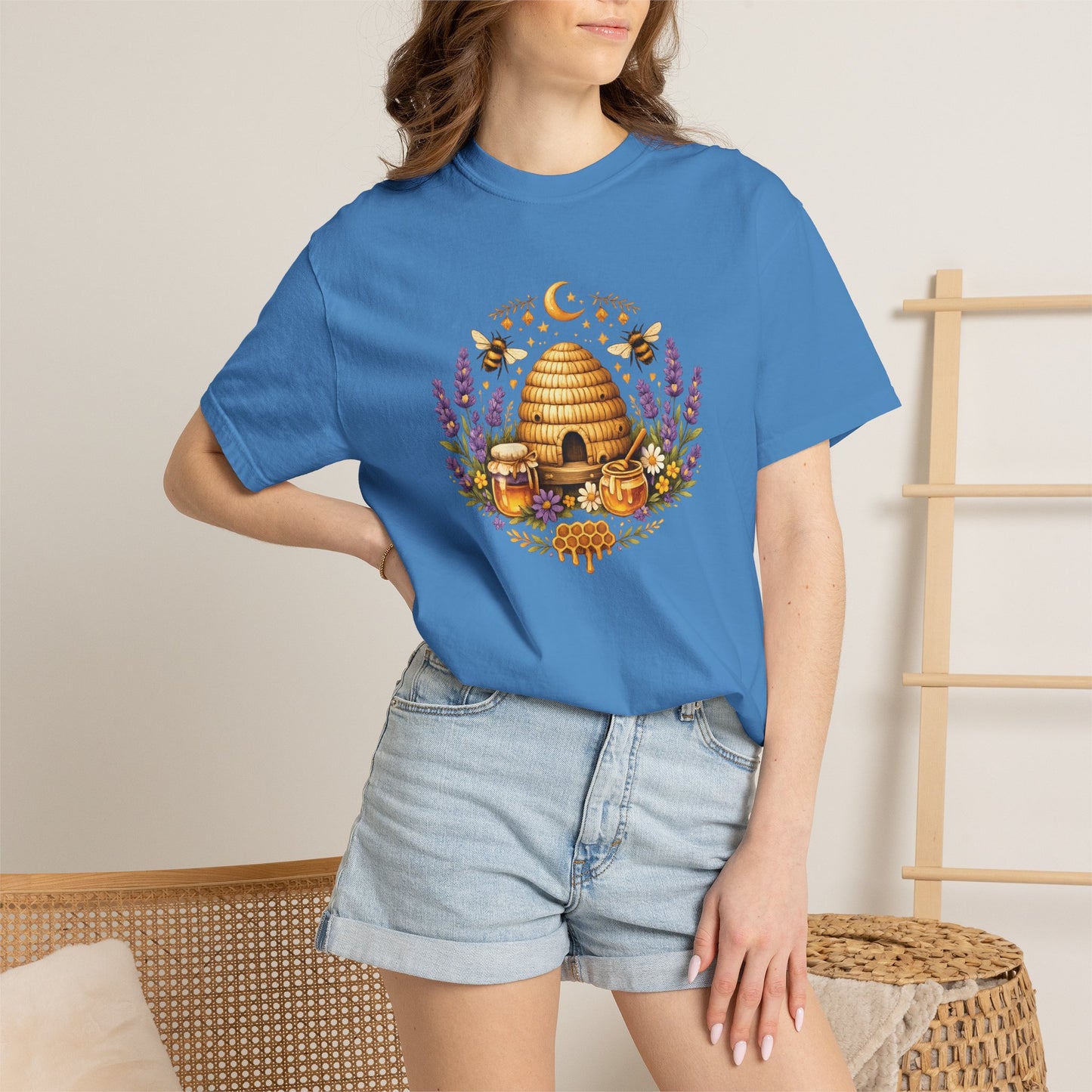 Beehive Honey and Lavender Tee | Vintage Nature Art Shirt | Botanical Garden Gift