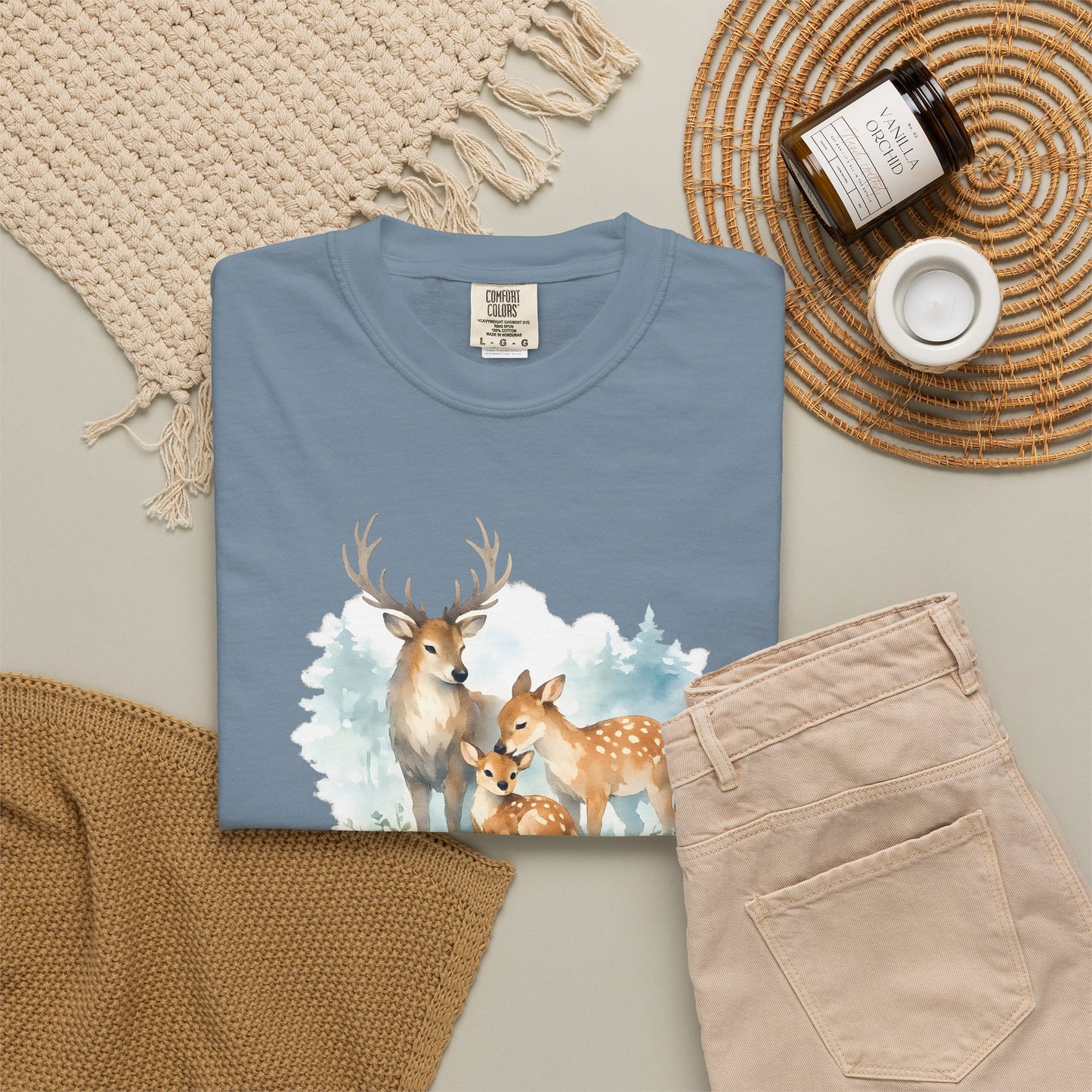 Watercolor Deer Family Tee | Forest Wildlife Art Shirt | Nature Lover Gift | Unisex