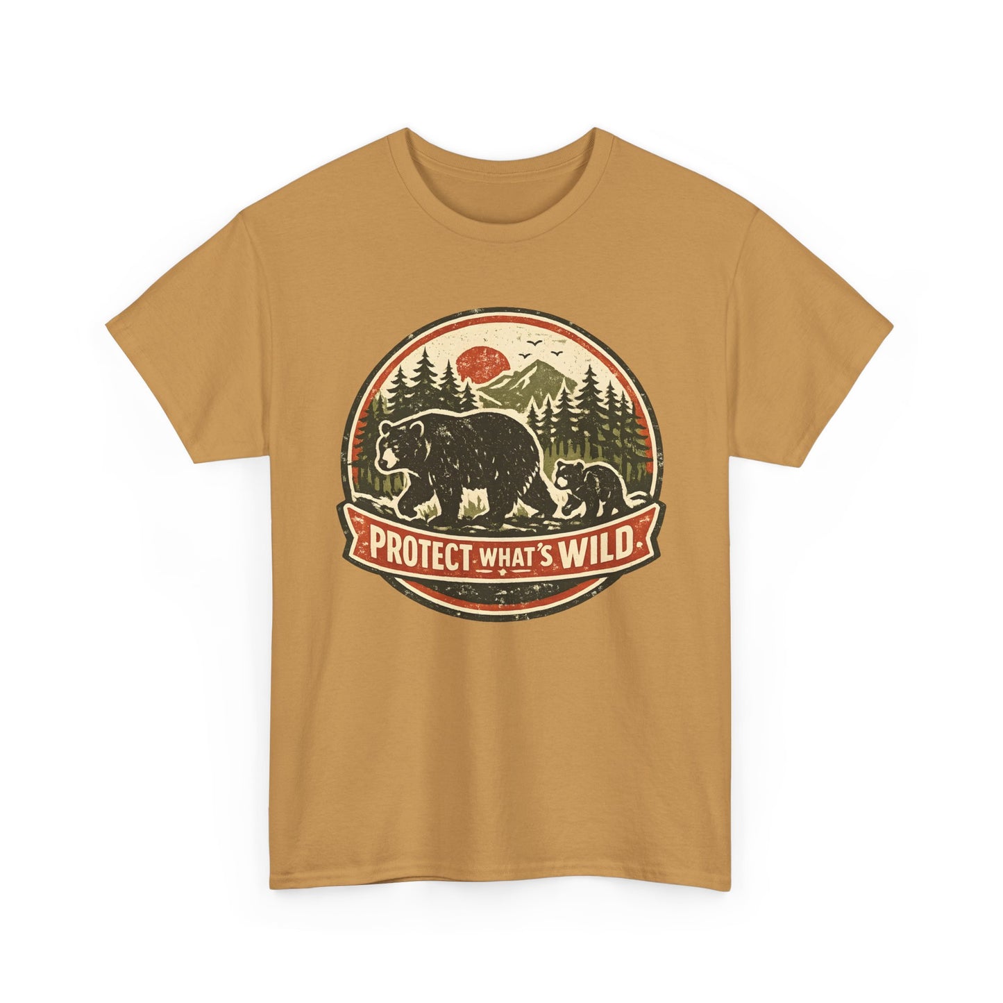 Bear and Cub Retro Badge Tee | Protect What's Wild | Wildlife Lover Gift | Unisex