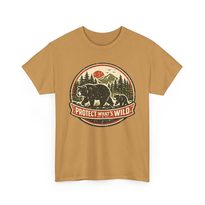 Bear and Cub Retro Badge Tee | Protect What's Wild | Wildlife Lover Gift | Unisex