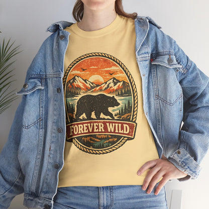 Grizzly Bear Forever Wild Badge Tee | Vintage National Park Shirt | Nature Lover Gift