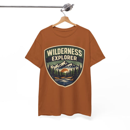 Wilderness Explorer Shield badge Tee | Retro Outdoor Adventure design | Hiking