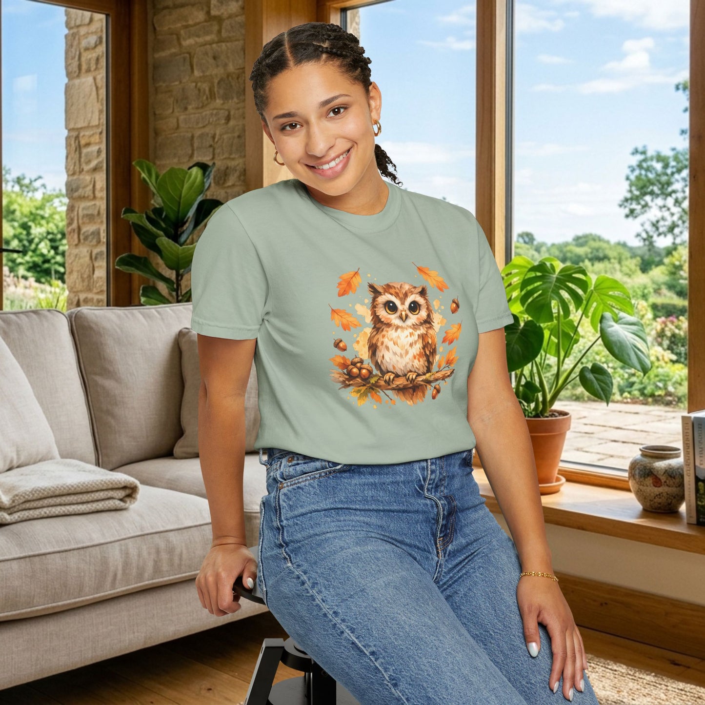 Watercolor Owl Graphic Tee | Autumn Wildlife Art Shirt | Owl Lover Gift