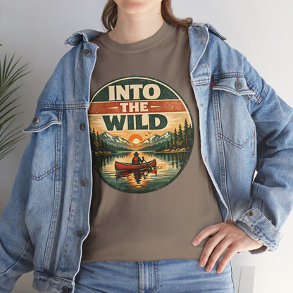 Into the Wild Canoe Badge Tee | Vintage Outdoor Graphic Shirt | Camping Adventure Gift