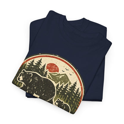Bear and Cub Retro Badge Tee | Protect What's Wild | Wildlife Lover Gift | Unisex