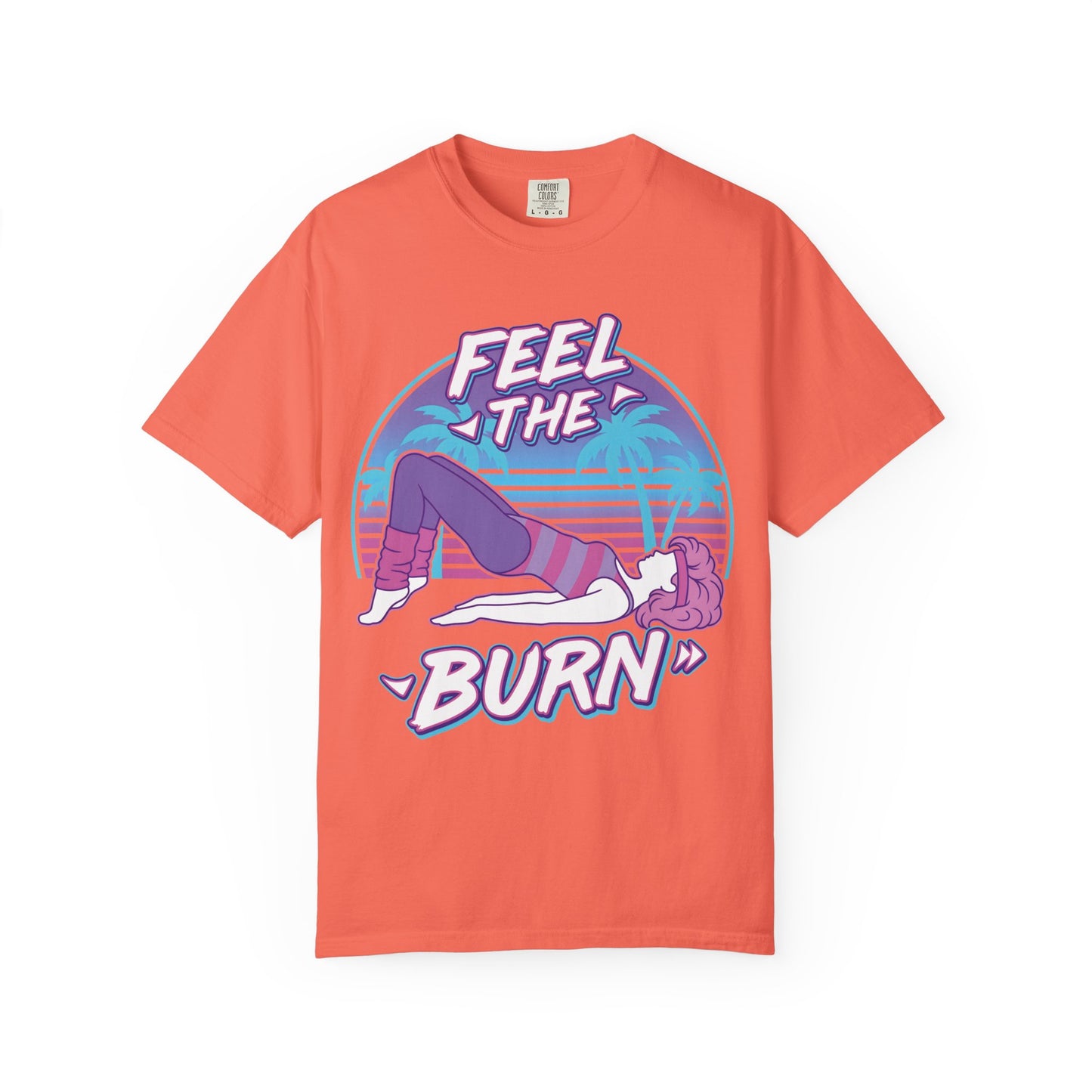 Feel the Burn Retro 80s Glute Thrust Pose Graphic Tee | Vintage Workout Shirt