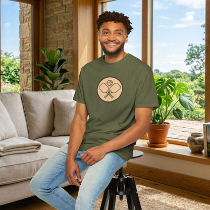 Vintage Pickleball Badge Tee Pickler Crest Minimalist Unisex Shirt