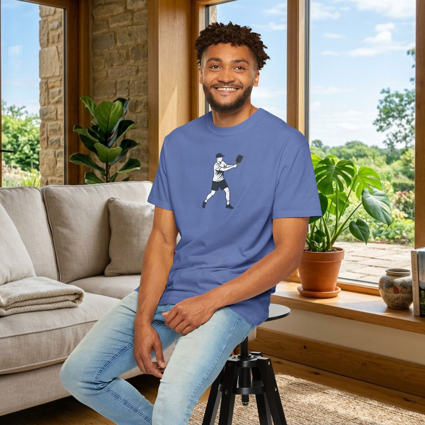 Pickleball Player Silhouette Tee Pickler Minimalist Men's Graphic Shirt