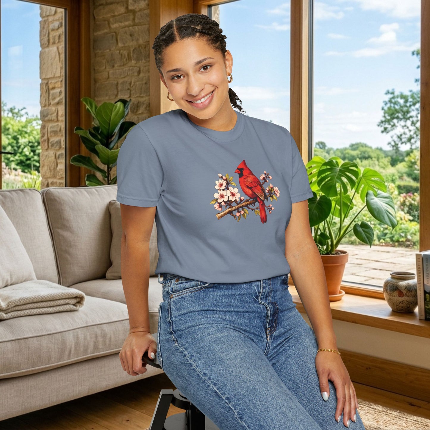 Cardinal Botanical Tee | Vintage Bird Art Shirt | Bird Watcher Gift