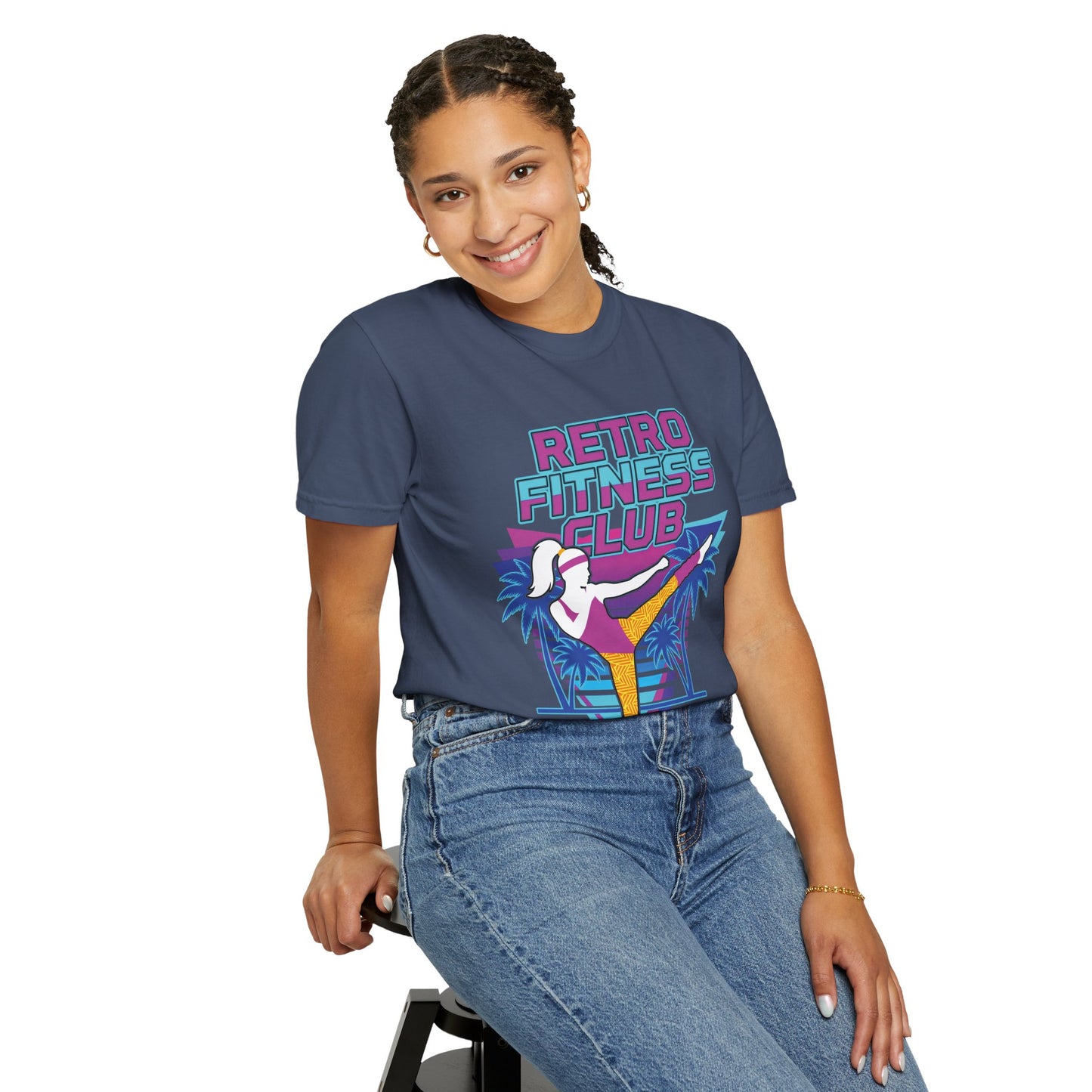 Retro Fitness Club High Kick 80s Tee | Vintage Aerobics Shirt Women