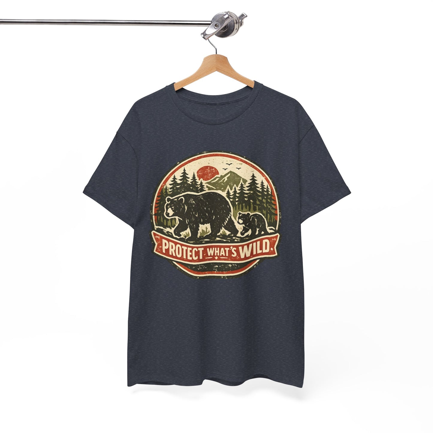 Bear and Cub Retro Badge Tee | Protect What's Wild | Wildlife Lover Gift | Unisex