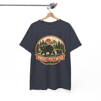 Bear and Cub Retro Badge Tee | Protect What's Wild | Wildlife Lover Gift | Unisex